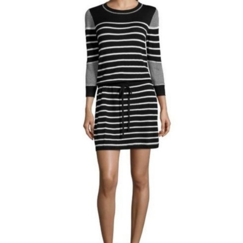 NWT Rachel Zoe "Tommy" Sweater Dress BLK WHT SML